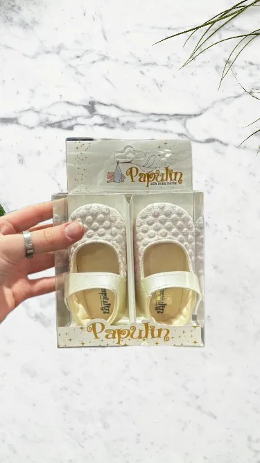 Papulin Baby Cipelice "Pearl Elegance" – Bijele Svečane Baletanke