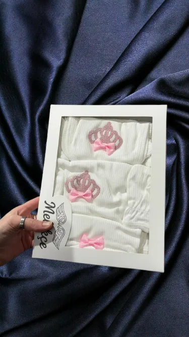 Svečani Pamučni Set za Bebe "Little Queen" – 3-dijelni poklon set