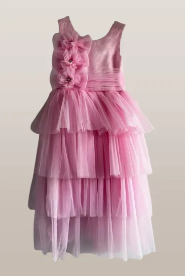 Svečana Roza Haljinica "Princess Flower" sa Karnerima od Tila