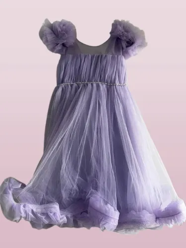 Svečana Lila Haljinica "Lilly" sa Biserima i Tilom